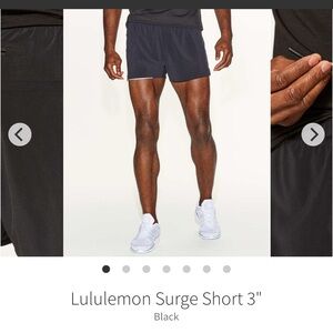 Lululemon surge shorts 3” black size large